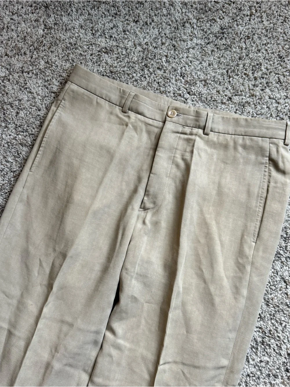 Armani Collezioni Mens 34x30 Beige Linen Blend Dress Pants Trousers Italy Luxury